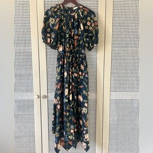 Ulla Johnson Navy Blue Puff Sleeve Midi Dress (US4)